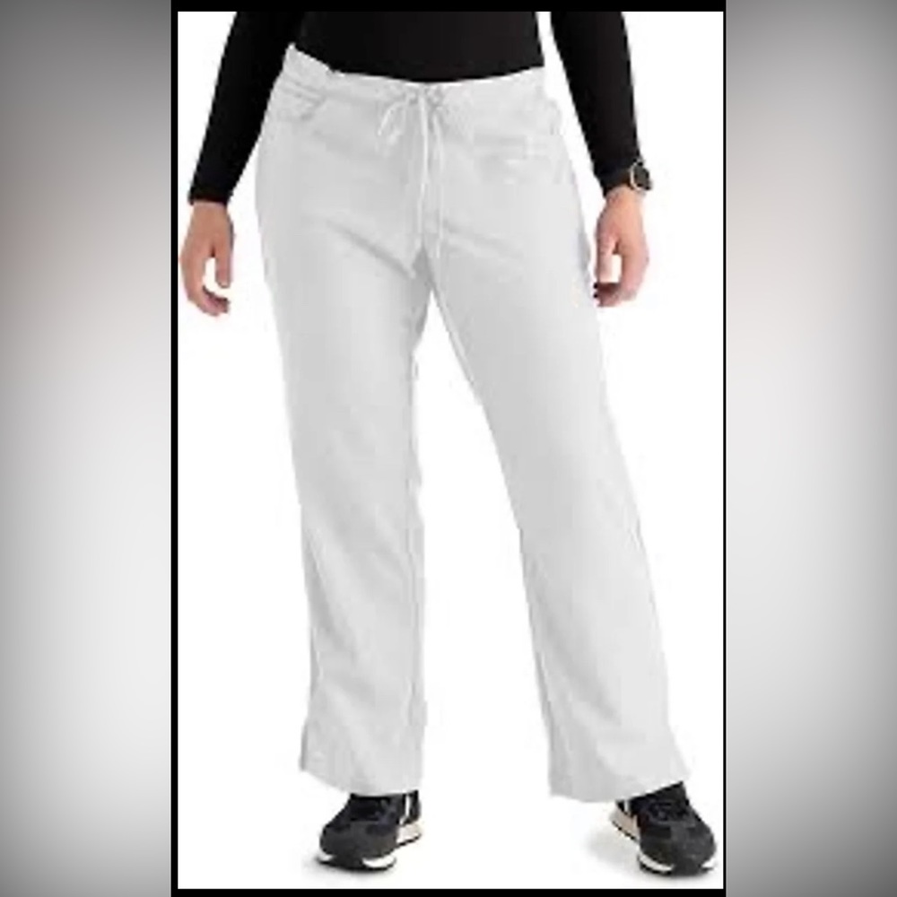 Grey's Anatomy Women's Junior-Fit Five-Pocket Drawstring Scrub Pant Large,White